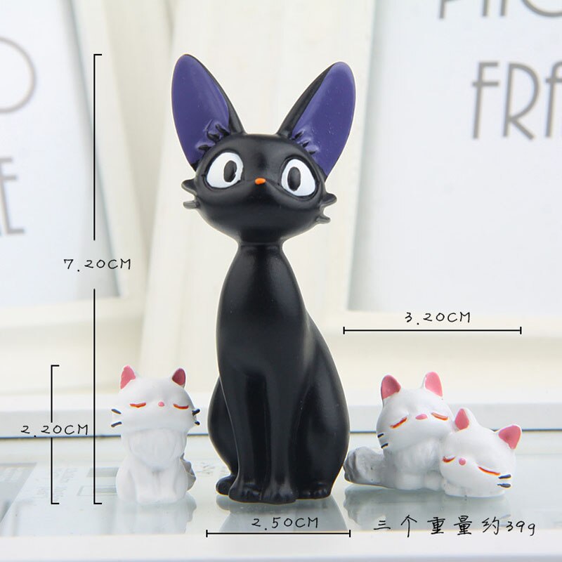 1pcs Black + White JiJi Cat PVC Action Figures Toys