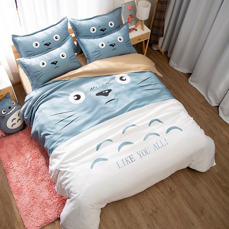 3 Pieces New Totoro Blue Bedding