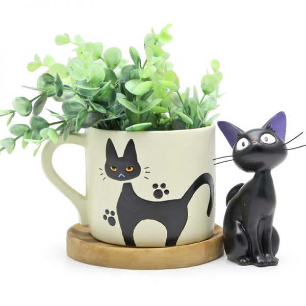 1set Figures Toy Cute Cup Kiki Cat Flower Pot