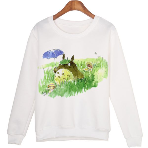 Totoro With Leaf And Totoro With Umbrella Sweatshirts