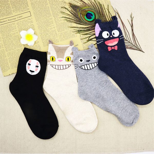 studio ghibli miyazaki my neighbor totoro socks women kawaii cute Spirited Away Kiki's Delivery Service cartoon jiji cat catbus
