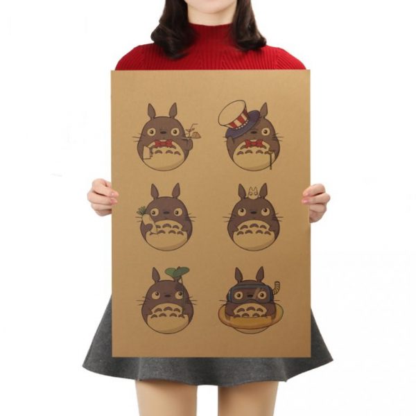 Cartoon Totoro Expression Kraft Paper Poster