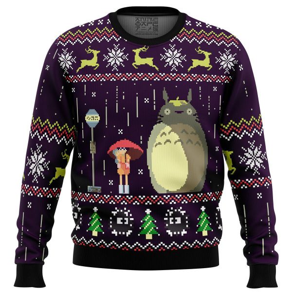 Totoro Rain Miyazaki Premium Ugly Christmas Sweater