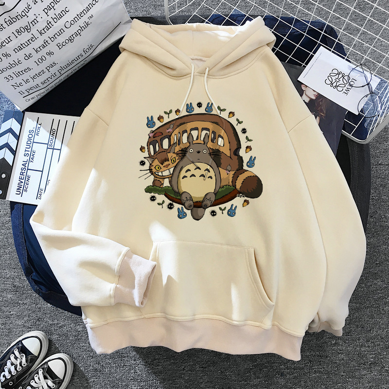 Totoro and The Catbus Beige Pullover Hoodie