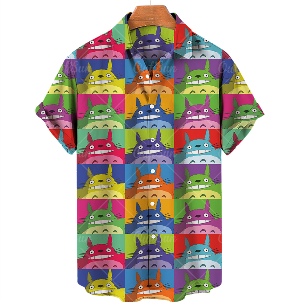 Totoro Block Color Hawaiian Shirt